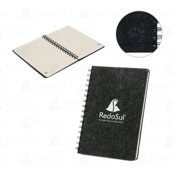 Caderno personalizado em feltro reciclado com argolas Caderno personalizado em feltro reciclado com argolas